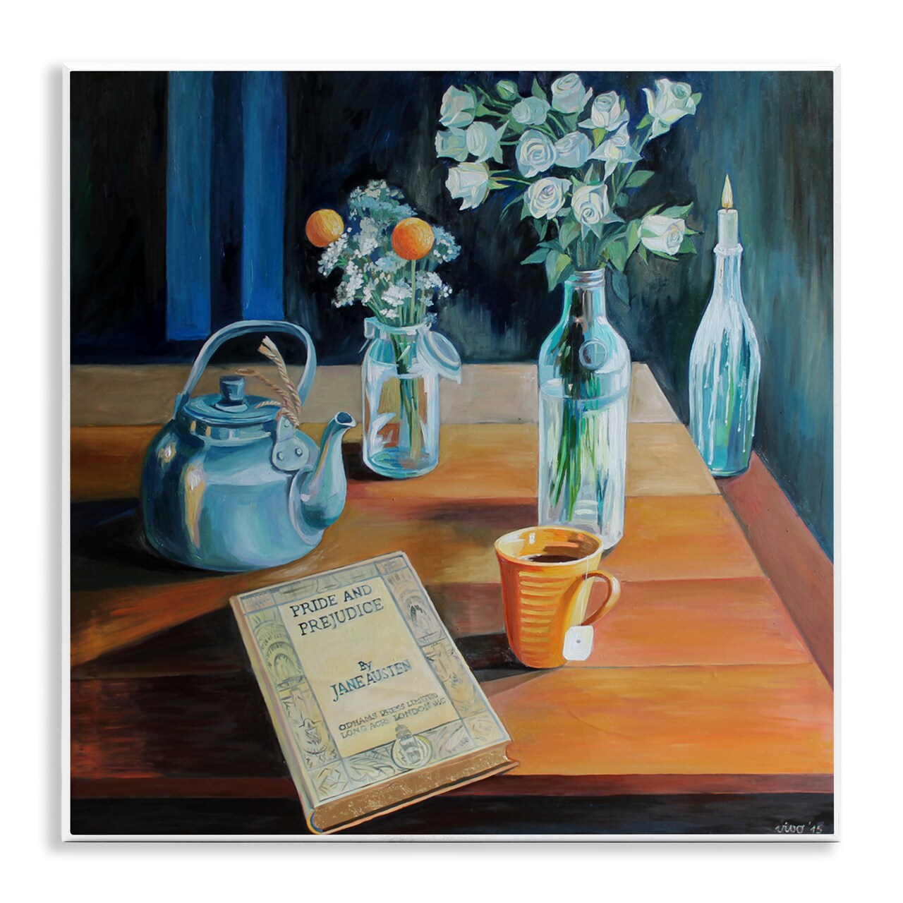 Stupell Industries Teapot & Book Still Life Wall Plaque, design by Violeta Vollmer